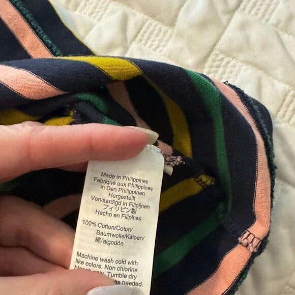 J Crew Striped Long Sleeve Midi Dress Size 4 Green Blue White Style G7980 Sheath - Picture 4 of 4